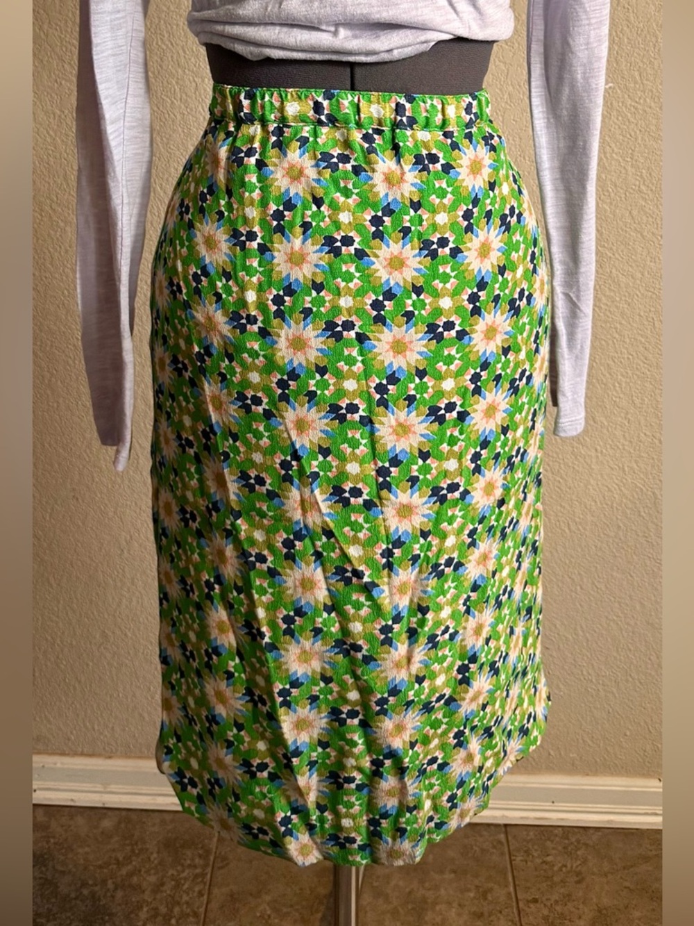 Fossil Green Printed Midi Mini Skirt XS